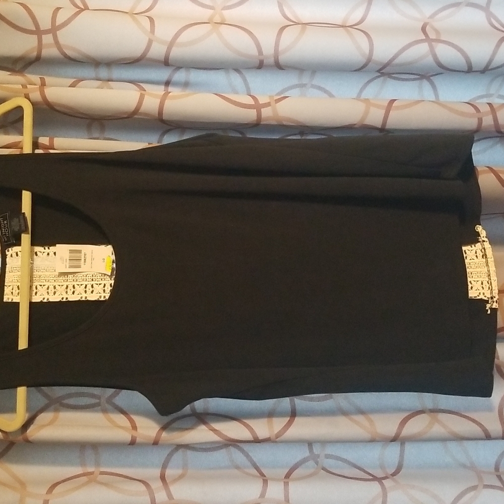 Large black crochet back tank